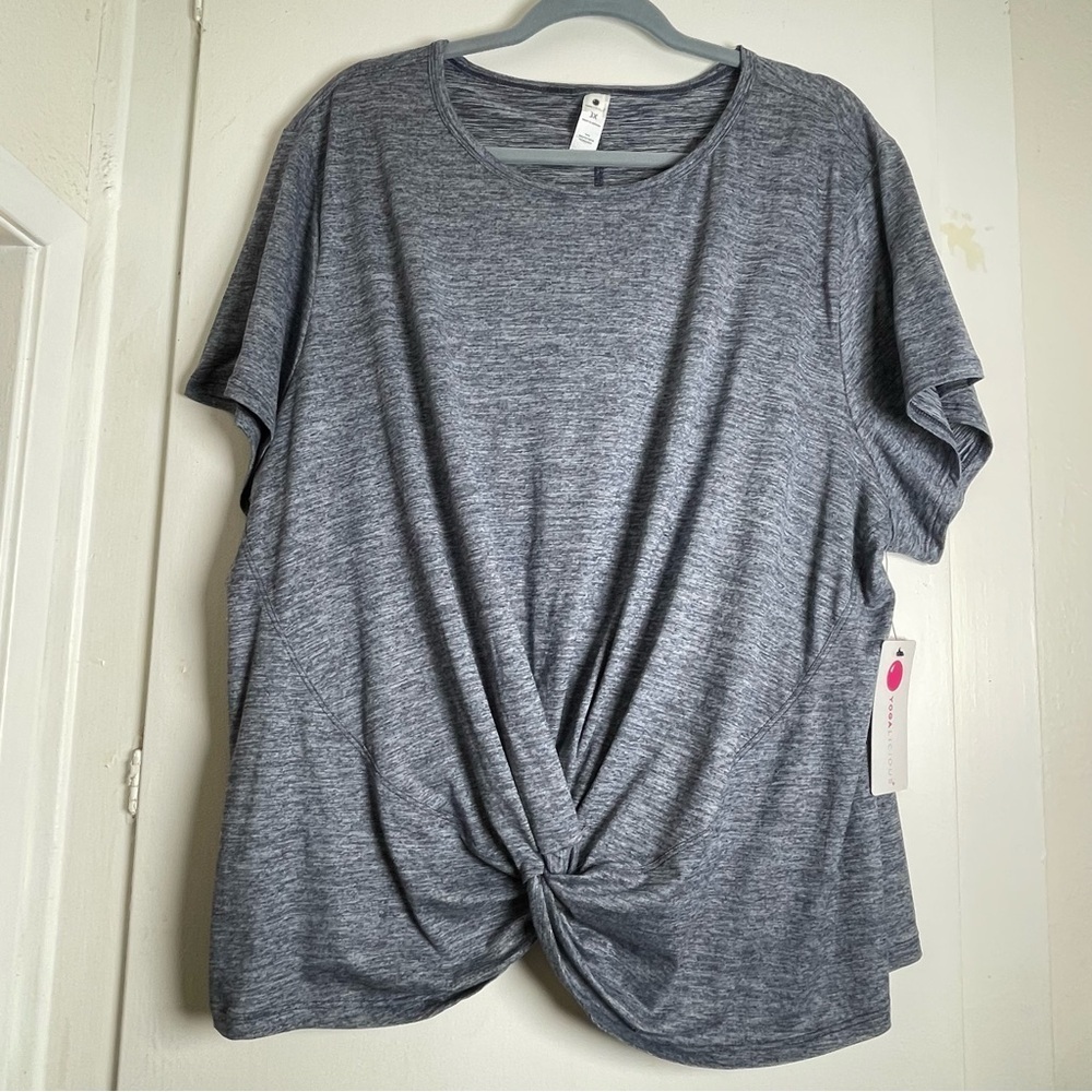 NWT Blue Heather Twist Front Women's Top 3XL